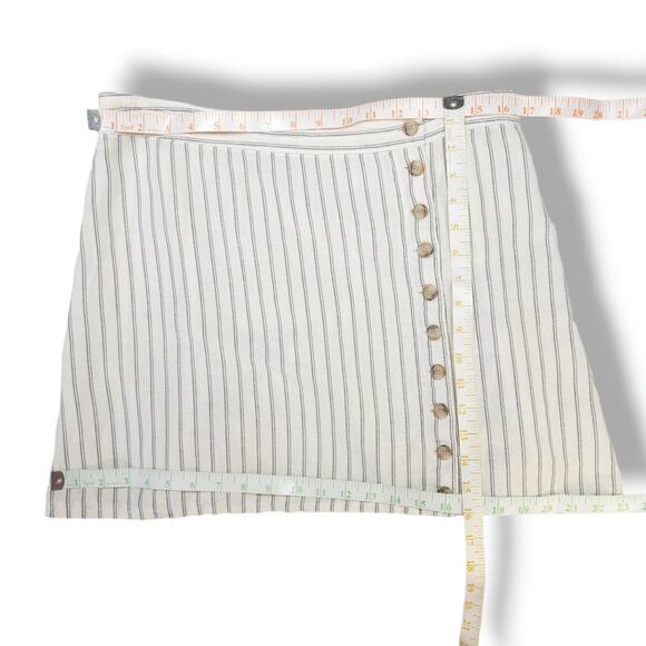Madewell Button Front High Waist Linen Blend Mini Skirt White Blue Gray 14 - Picture 5 of 5